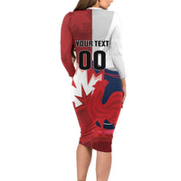 Custom Rugby France And Canada Long Sleeve Bodycon Dress Le XV de France Vs Canucks
