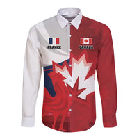 Custom Rugby France And Canada Long Sleeve Button Shirt Le XV de France Vs Canucks