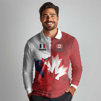 Custom Rugby France And Canada Long Sleeve Polo Shirt Le XV de France Vs Canucks