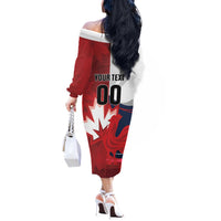 Custom Rugby France And Canada Off The Shoulder Long Sleeve Dress Le XV de France Vs Canucks
