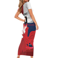 Custom Rugby France And Canada Short Sleeve Bodycon Dress Le XV de France Vs Canucks