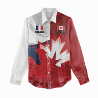 Custom Rugby France And Canada Women Casual Shirt Le XV de France Vs Canucks