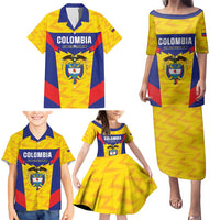 Custom Football Colombia Family Matching Puletasi and Hawaiian Shirt Los Cafeteros Go Champions