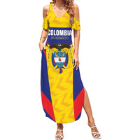 Custom Football Colombia Family Matching Summer Maxi Dress and Hawaiian Shirt Los Cafeteros Go Champions