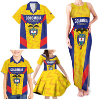 Custom Football Colombia Family Matching Tank Maxi Dress and Hawaiian Shirt Los Cafeteros Go Champions