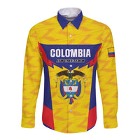 Custom Football Colombia Long Sleeve Button Shirt Los Cafeteros Go Champions