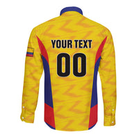 Custom Football Colombia Long Sleeve Button Shirt Los Cafeteros Go Champions