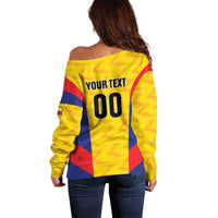 Custom Football Colombia Off Shoulder Sweater Los Cafeteros Go Champions