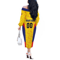 Custom Football Colombia Off The Shoulder Long Sleeve Dress Los Cafeteros Go Champions