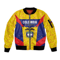 Custom Football Colombia Sleeve Zip Bomber Jacket Los Cafeteros Go Champions