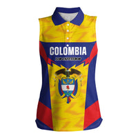 Custom Football Colombia Women Sleeveless Polo Shirt Los Cafeteros Go Champions