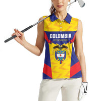Custom Football Colombia Women Sleeveless Polo Shirt Los Cafeteros Go Champions