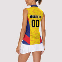 Custom Football Colombia Women Sleeveless Polo Shirt Los Cafeteros Go Champions