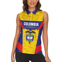 Custom Football Colombia Women Sleeveless Polo Shirt Los Cafeteros Go Champions