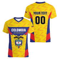 Custom Football Colombia Women V-Neck T-Shirt Los Cafeteros Go Champions