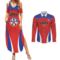 Custom Football Chile Football Couples Matching Summer Maxi Dress and Long Sleeve Button Shirt La Roja Go Champions