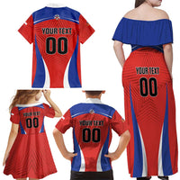 Custom Football Chile Football Family Matching Off Shoulder Maxi Dress and Hawaiian Shirt La Roja Go Champions