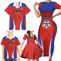 Custom Football Chile Football Family Matching Short Sleeve Bodycon Dress and Hawaiian Shirt La Roja Go Champions