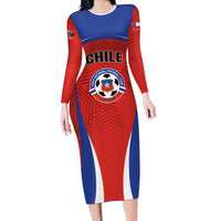 Custom Football Chile Football Long Sleeve Bodycon Dress La Roja Go Champions