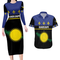 Guadeloupe Couples Matching Long Sleeve Bodycon Dress and Hawaiian Shirt Rejyon Gwadloup Black Version