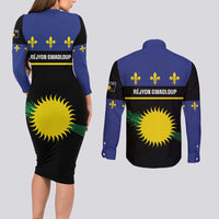 Guadeloupe Couples Matching Long Sleeve Bodycon Dress and Long Sleeve Button Shirt Rejyon Gwadloup Black Version