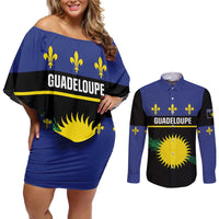 Guadeloupe Couples Matching Off Shoulder Short Dress and Long Sleeve Button Shirt Rejyon Gwadloup Black Version