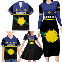 Guadeloupe Family Matching Long Sleeve Bodycon Dress and Hawaiian Shirt Rejyon Gwadloup Black Version