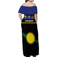 Guadeloupe Family Matching Off Shoulder Maxi Dress and Hawaiian Shirt Rejyon Gwadloup Black Version