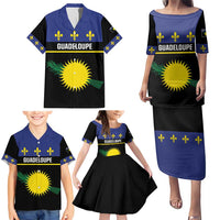 Guadeloupe Family Matching Puletasi and Hawaiian Shirt Rejyon Gwadloup Black Version