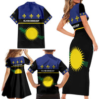 Guadeloupe Family Matching Short Sleeve Bodycon Dress and Hawaiian Shirt Rejyon Gwadloup Black Version