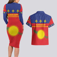 Guadeloupe Couples Matching Long Sleeve Bodycon Dress and Hawaiian Shirt Rejyon Gwadloup Red Version