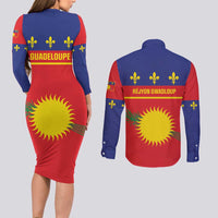 Guadeloupe Couples Matching Long Sleeve Bodycon Dress and Long Sleeve Button Shirt Rejyon Gwadloup Red Version