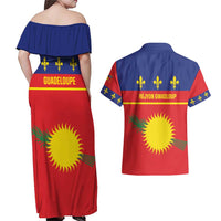 Guadeloupe Couples Matching Off Shoulder Maxi Dress and Hawaiian Shirt Rejyon Gwadloup Red Version