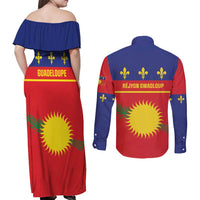 Guadeloupe Couples Matching Off Shoulder Maxi Dress and Long Sleeve Button Shirt Rejyon Gwadloup Red Version