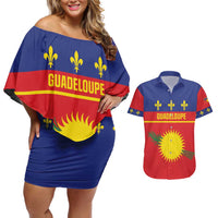 Guadeloupe Couples Matching Off Shoulder Short Dress and Hawaiian Shirt Rejyon Gwadloup Red Version
