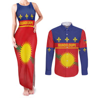 Guadeloupe Couples Matching Tank Maxi Dress and Long Sleeve Button Shirt Rejyon Gwadloup Red Version
