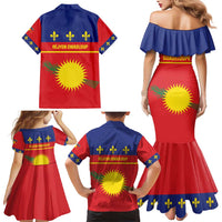 Guadeloupe Family Matching Mermaid Dress and Hawaiian Shirt Rejyon Gwadloup Red Version