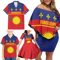 Guadeloupe Family Matching Off Shoulder Short Dress and Hawaiian Shirt Rejyon Gwadloup Red Version