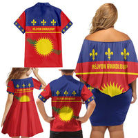 Guadeloupe Family Matching Off Shoulder Short Dress and Hawaiian Shirt Rejyon Gwadloup Red Version