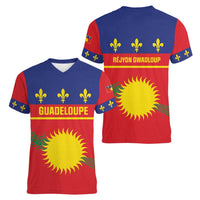 Guadeloupe Women V-Neck T-Shirt Rejyon Gwadloup Red Version