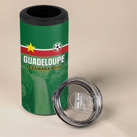 Custom Football Guadeloupe Green 4 in 1 Can Cooler Tumbler Les Gwada Boy Go Champions