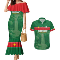 Custom Football Guadeloupe Green Couples Matching Mermaid Dress and Hawaiian Shirt Les Gwada Boy Go Champions