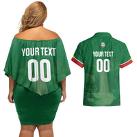 Custom Football Guadeloupe Green Couples Matching Off Shoulder Short Dress and Hawaiian Shirt Les Gwada Boy Go Champions