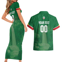 Custom Football Guadeloupe Green Couples Matching Short Sleeve Bodycon Dress and Hawaiian Shirt Les Gwada Boy Go Champions