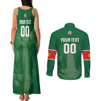 Custom Football Guadeloupe Green Couples Matching Tank Maxi Dress and Long Sleeve Button Shirt Les Gwada Boy Go Champions