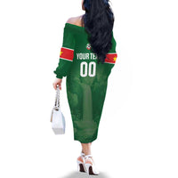 Custom Football Guadeloupe Green Family Matching Off The Shoulder Long Sleeve Dress and Hawaiian Shirt Les Gwada Boy Go Champions