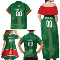 Custom Football Guadeloupe Green Family Matching Off Shoulder Maxi Dress and Hawaiian Shirt Les Gwada Boy Go Champions