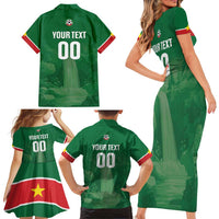 Custom Football Guadeloupe Green Family Matching Short Sleeve Bodycon Dress and Hawaiian Shirt Les Gwada Boy Go Champions