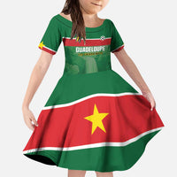 Custom Football Guadeloupe Green Kid Short Sleeve Dress Les Gwada Boy Go Champions