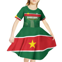 Custom Football Guadeloupe Green Kid Short Sleeve Dress Les Gwada Boy Go Champions